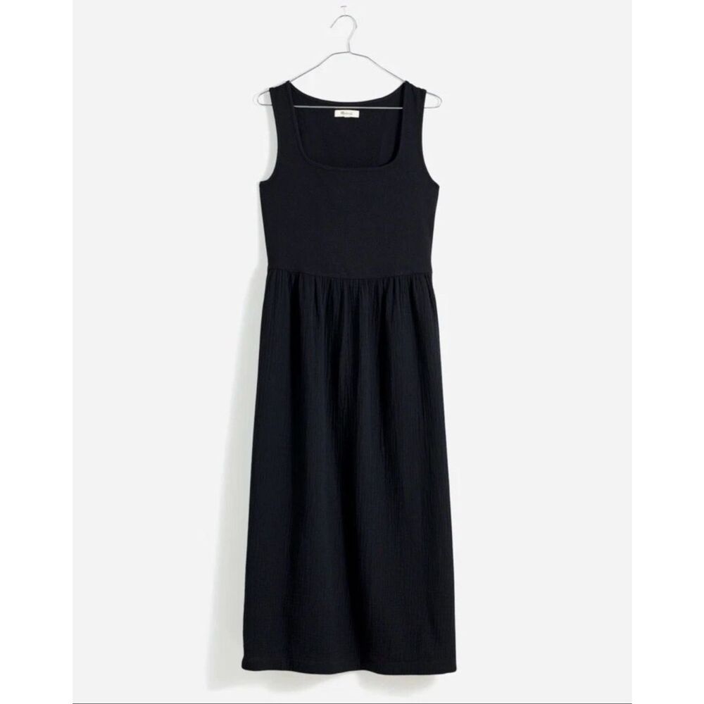 Madewell Knit Gauze Tank Midi Dress Black size Small